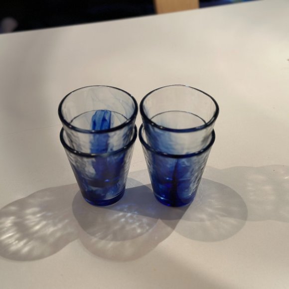 Bormioli Rocco Murano Cobalt Blue Low Ball Glasses - Set of 4 - Picture 1 of 4